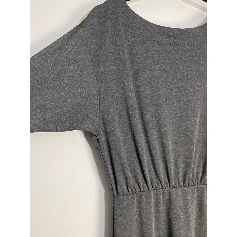 Medium, Anthropologie gray boat neck midi dress with front slit. - Picture 7 of 10